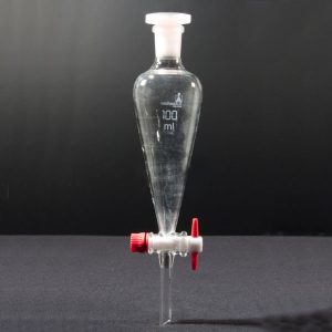 Ampola de decantação, cónica, com tampa, macho PTFE, 19/26, 100 ml