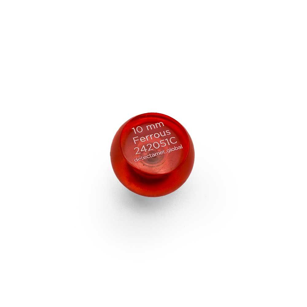 Bola teste p/ detetor de metais, acrílico, Ferroso (Vermelho), 1,0 mm