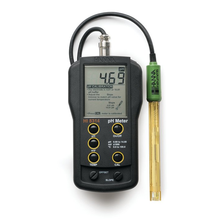 Medidor para pH/mV/ºC com eléctrodo de pH pré-amplificado